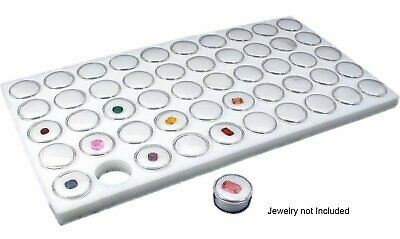 Glass Top Jewelry Display Case Box White 50 Gem Jars Insert